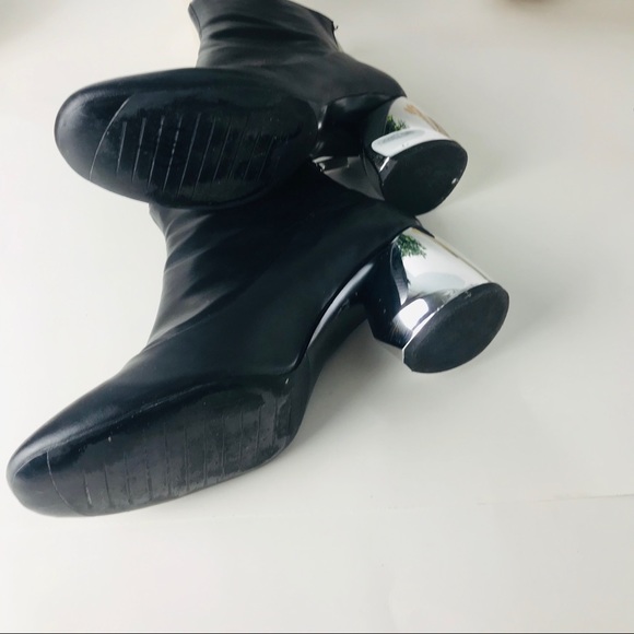 Zara | leather bootie silver heels - Picture 8 of 8